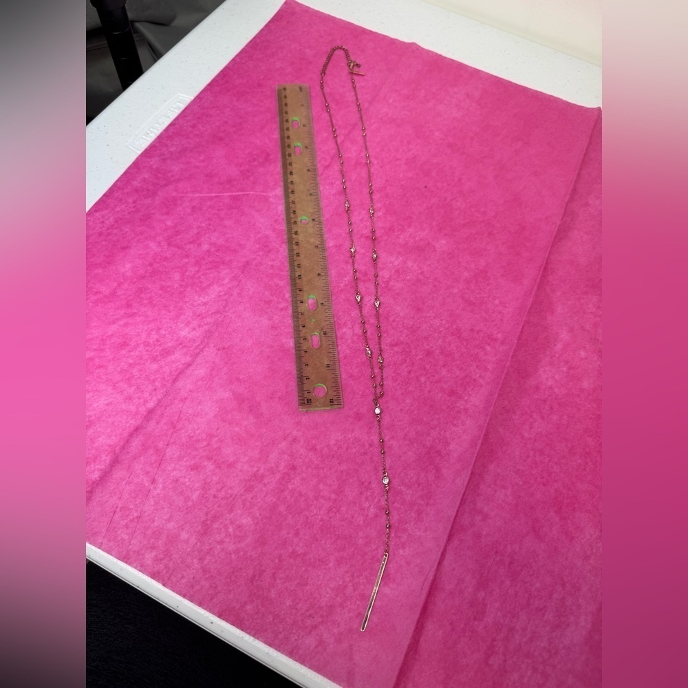 Very Long Gold necklace with gems and gold balls